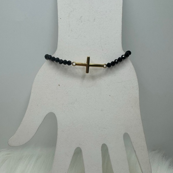 Tiny Beads Boho Stainless Steel Cross Charm Bracelet Set - Picture 3 of 5